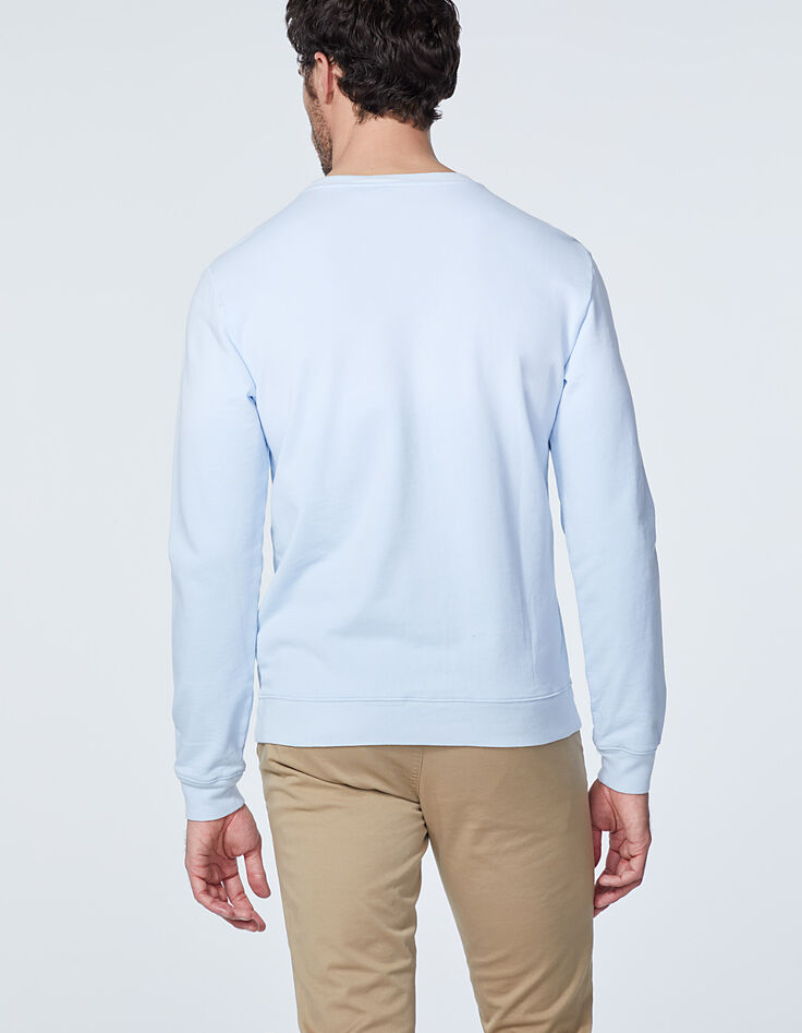 Vergeet-me-niet blauwe sweater met tekst Heren-3