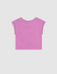 T-shirt violet coton bio palmier-tigre copper fille-4