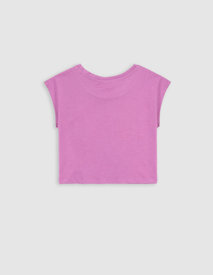 T-shirt violet coton bio palmier-tigre copper fille-4