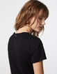 Tee-shirt noir en coton modal visuel Karma Rock femme-5