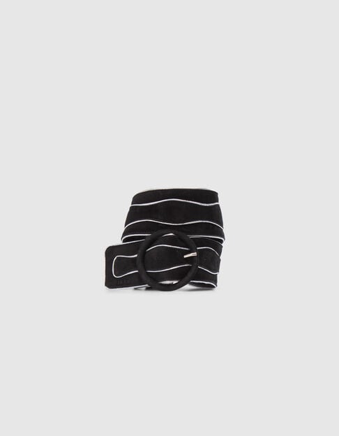 Pure Edition-Ceinture robe cuir velours noir silver Femme - IKKS