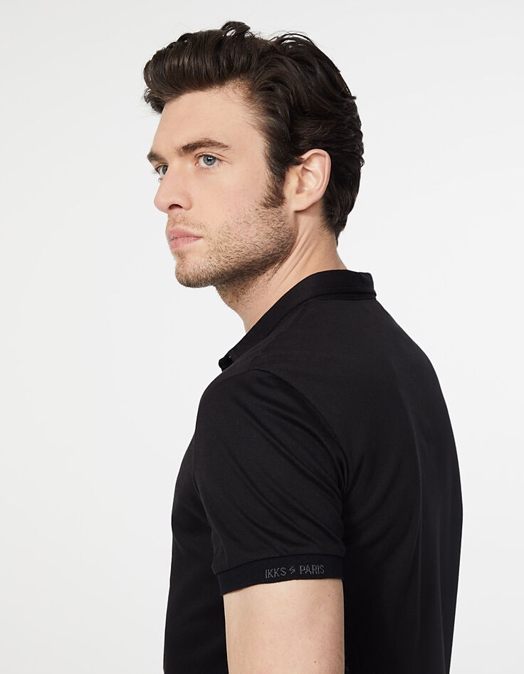Men’s black Interlock short sleeve polo shirt-4