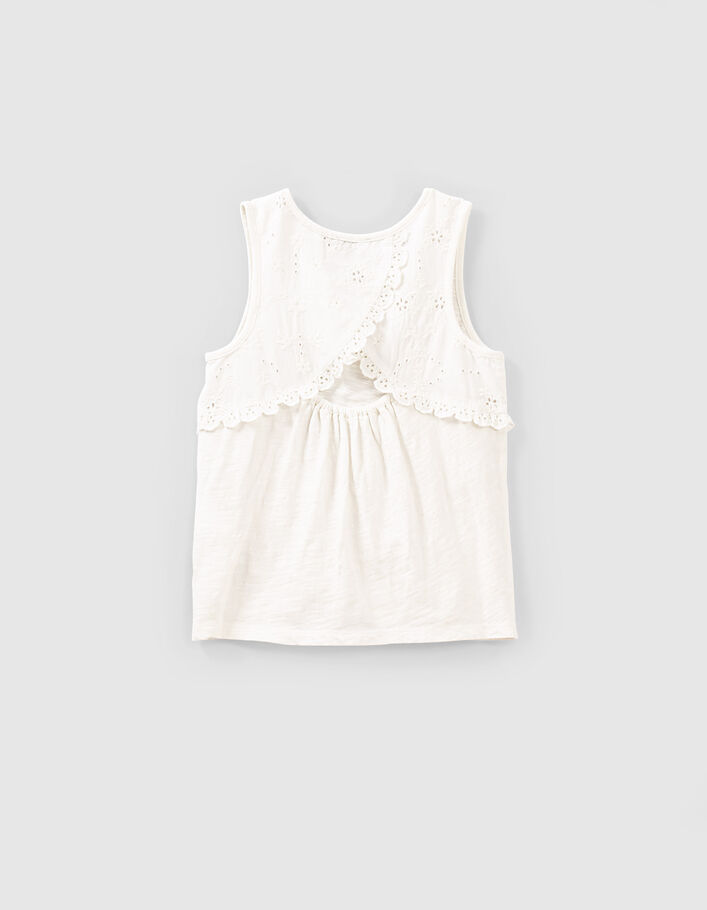 Girls’ off-white vest top with flag and eyelet embroidery - IKKS