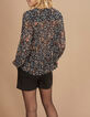 Zwarte blouse bloemen-kasjmierprint I.Code-3