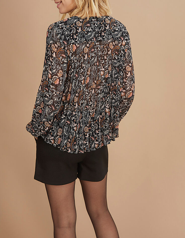 Zwarte blouse bloemen-kasjmierprint I.Code-3 Zwarte blouse bloemen-kasjmierprint I.Code-3