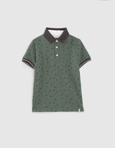 Boys’ eucalyptus polo print shirt with olive trees - IKKS