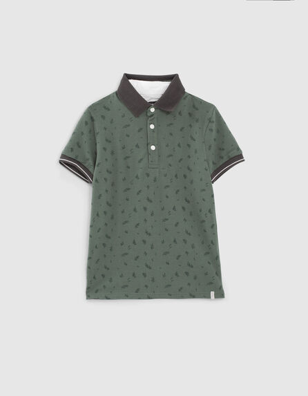 Boys’ eucalyptus polo print shirt with olive trees