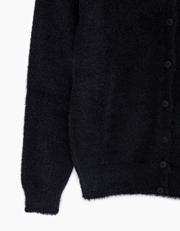 Women’s black fluffy hairy decorative cardigan - IKKS