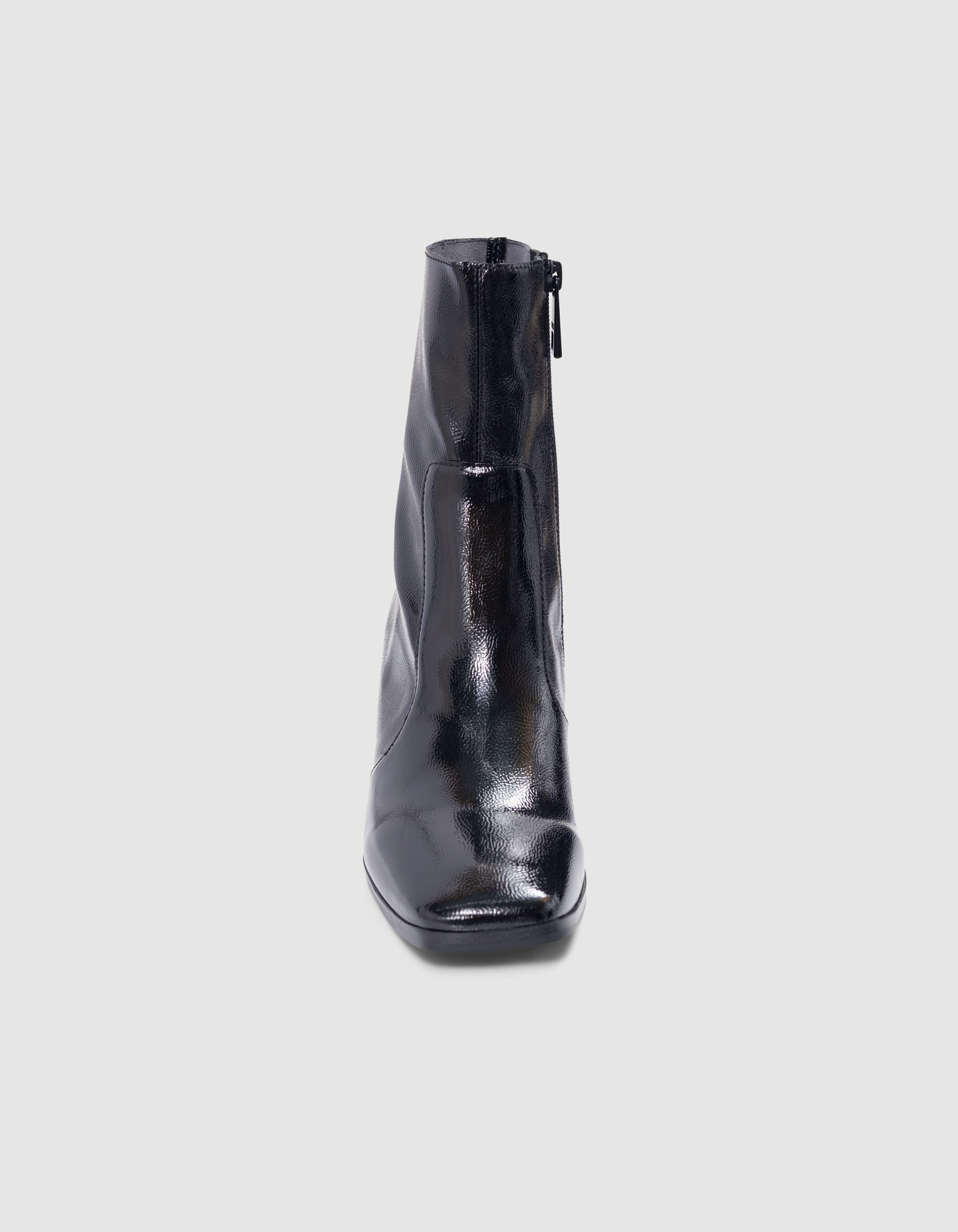 Boots noires cuir verni a talon Femme IKKS