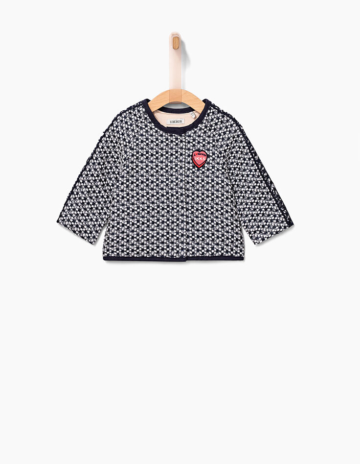 Veste blanc cassé jacquard navy bébé fille-1 Veste blanc cassé jacquard navy bébé fille-1