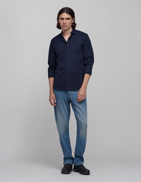 Men’s navy EASY CARE SLIM shirt - IKKS