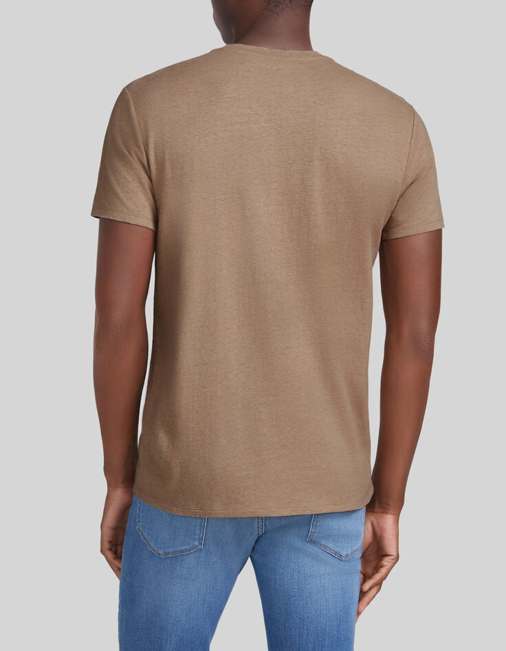 Camiseta beige c&aacute;&ntilde;amo y algod&oacute;n flameado hombre-3