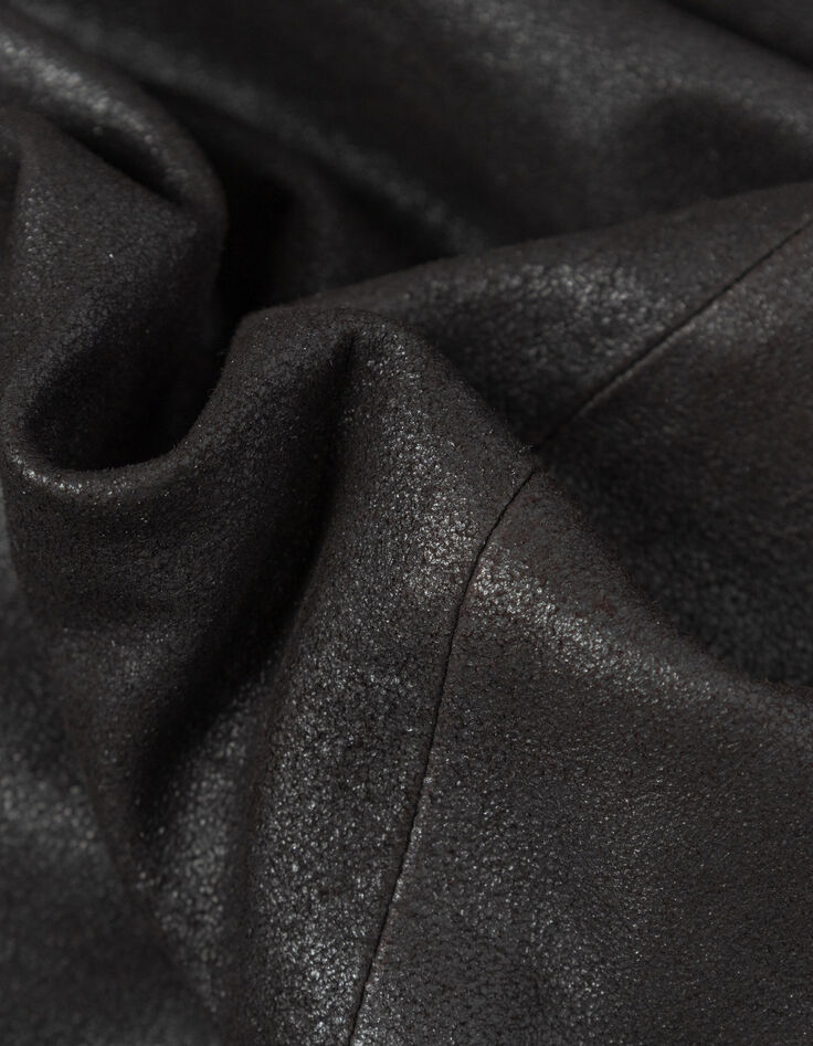 Sobrecamisa de cuero marr&oacute;n con capucha desmontable Hombre-10