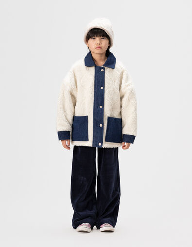 Mädchenwendejacke aus ungebleichter Jeans und Sherpa - IKKS
