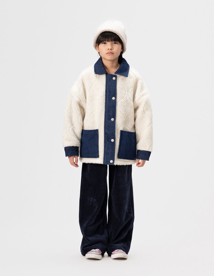 Chaqueta reversible vaquera brut y sherpa niña-1 Chaqueta reversible vaquera brut y sherpa niña-1