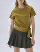 Absintgroen T-shirt biokatoen opzij te knopen Dames-1