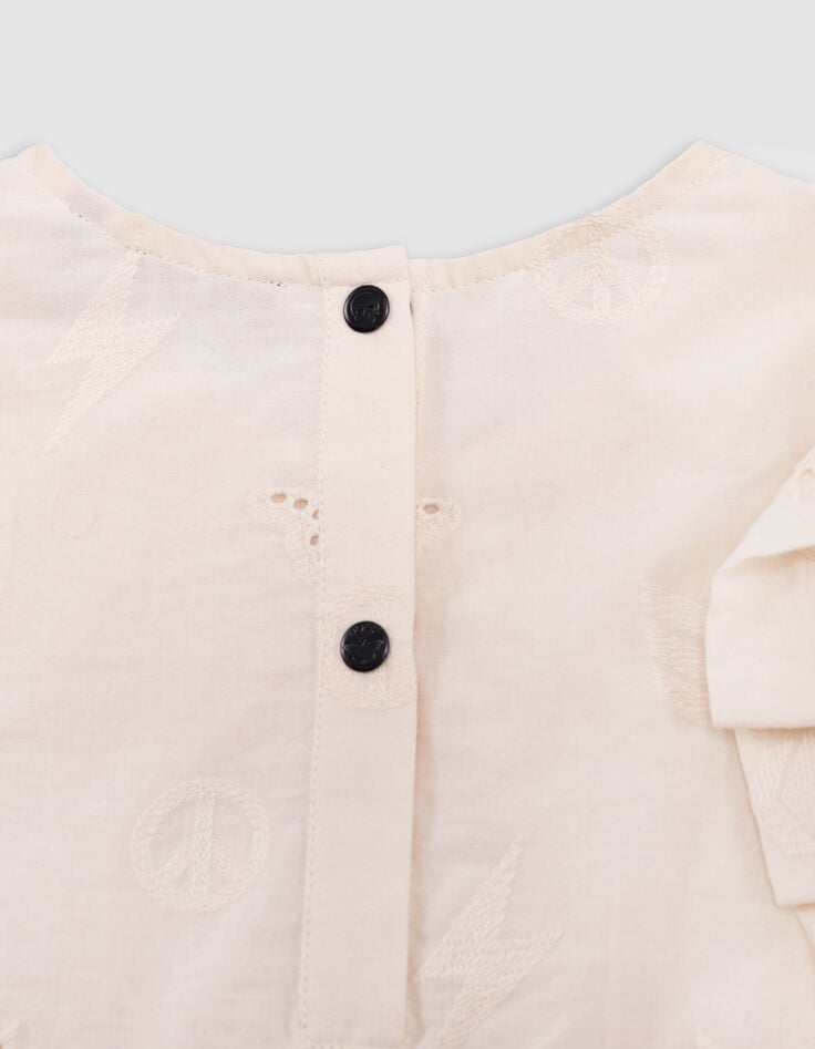 Blouse ecru broderie anglaise motifs army fille-5