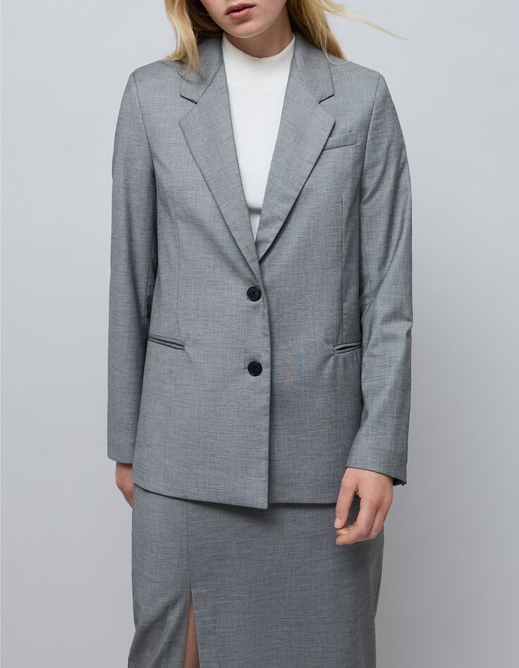 Women's oversized grey faux-uni suit jacket-3