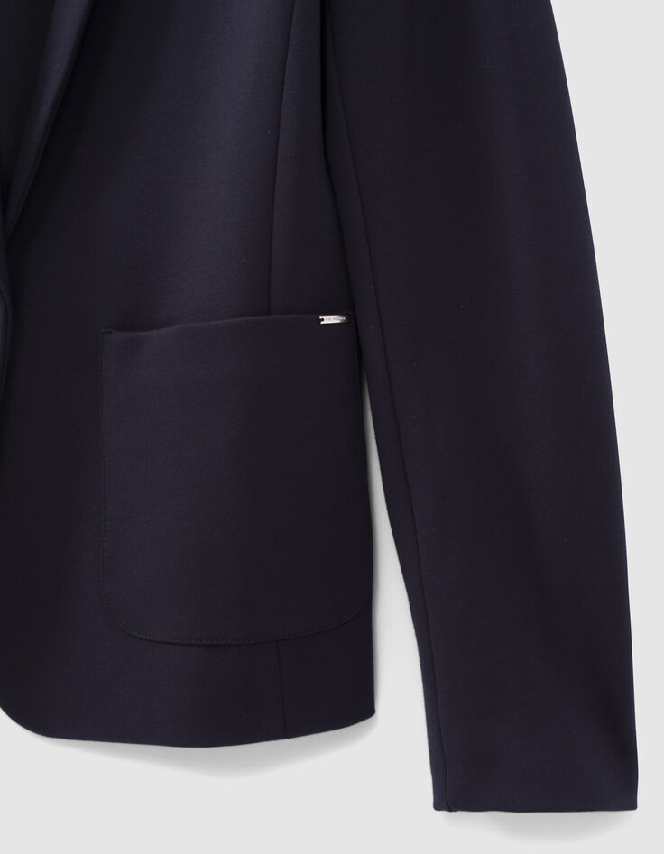 Veste tailleur marine rayures col et manches femme-4