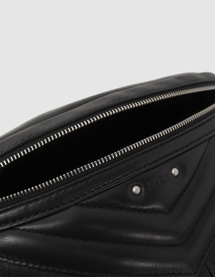 Women’s black leather fringed 1440 Belt Pocket bag-6