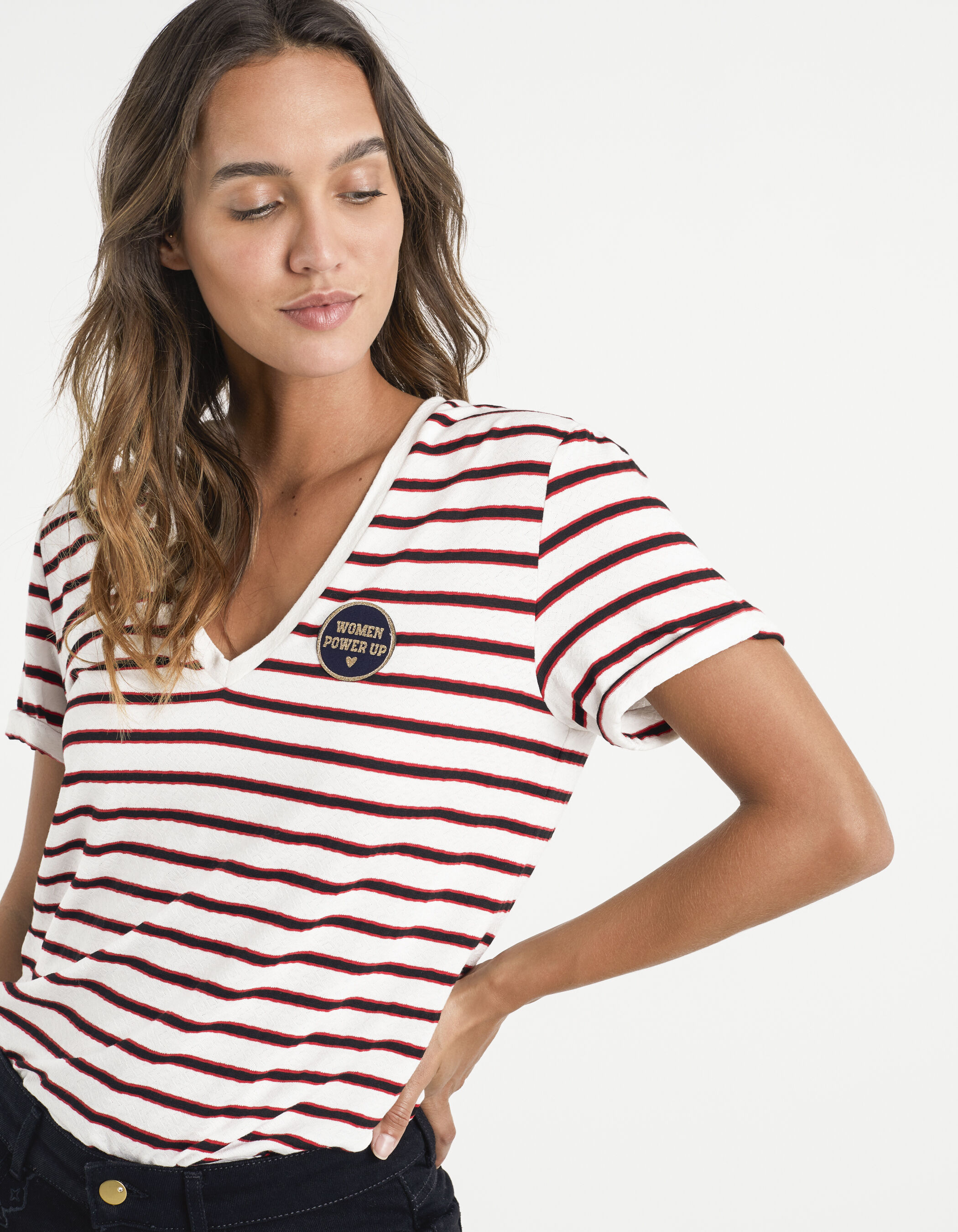 I.Code off white striped sailor T shirt