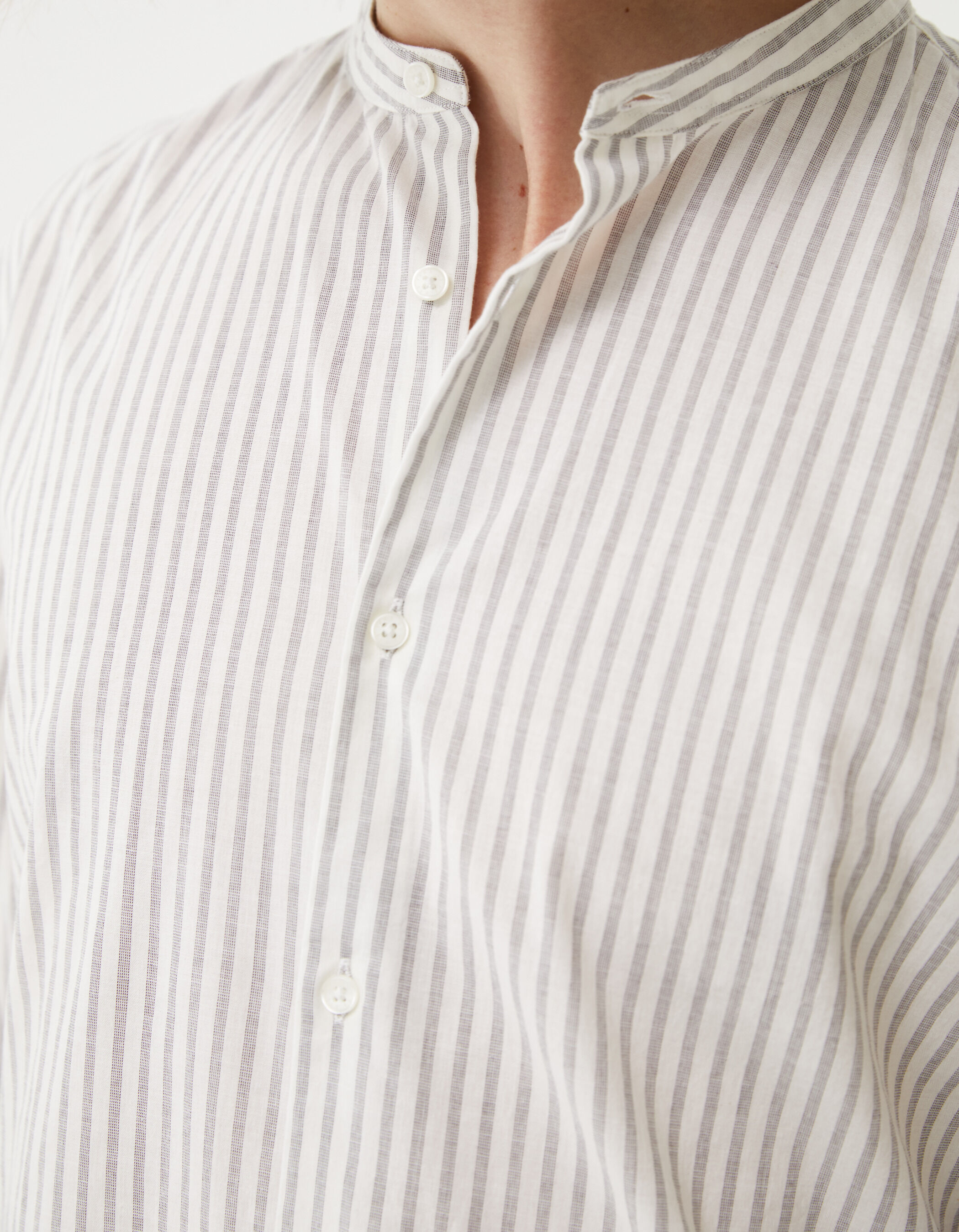 Chemise col sale mao rayée homme