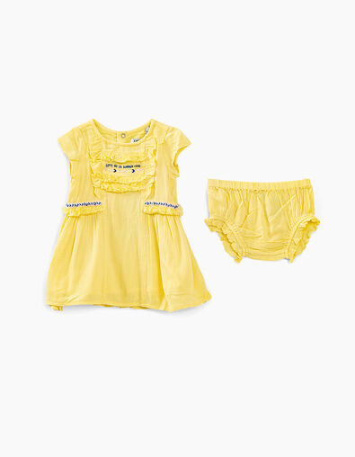 Robe 2 en 1 jaune clair avec bloomer bébé fille - IKKS