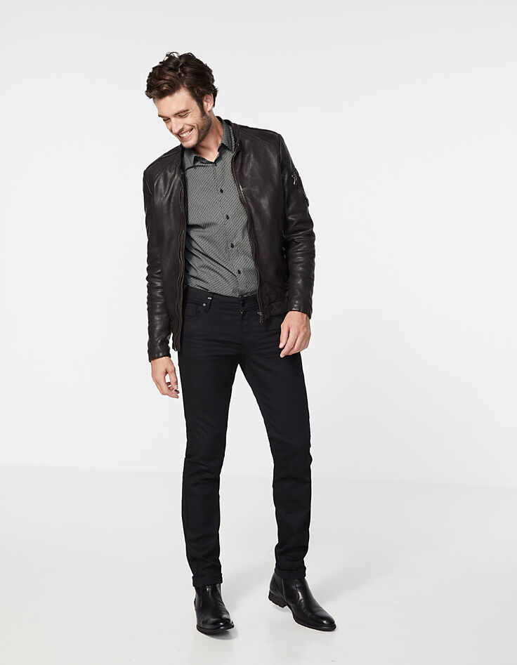 Men’s black mastic lightning print SLIM shirt-7 Men’s black mastic lightning print SLIM shirt-7