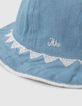 Omkeerbare hoed wit en blauw geborduurd babymeisjes-5