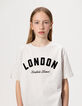 Beige T-shirt biokatoen zwarte tekst meisjes-1