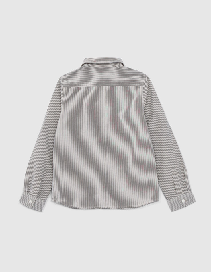 Boys’ black striped shirt with bowtie-3