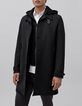 Men&rsquo;s black trench coat with detachable hood facing-1