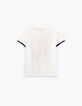 Camiseta blanco roto con marco rojo niño -3