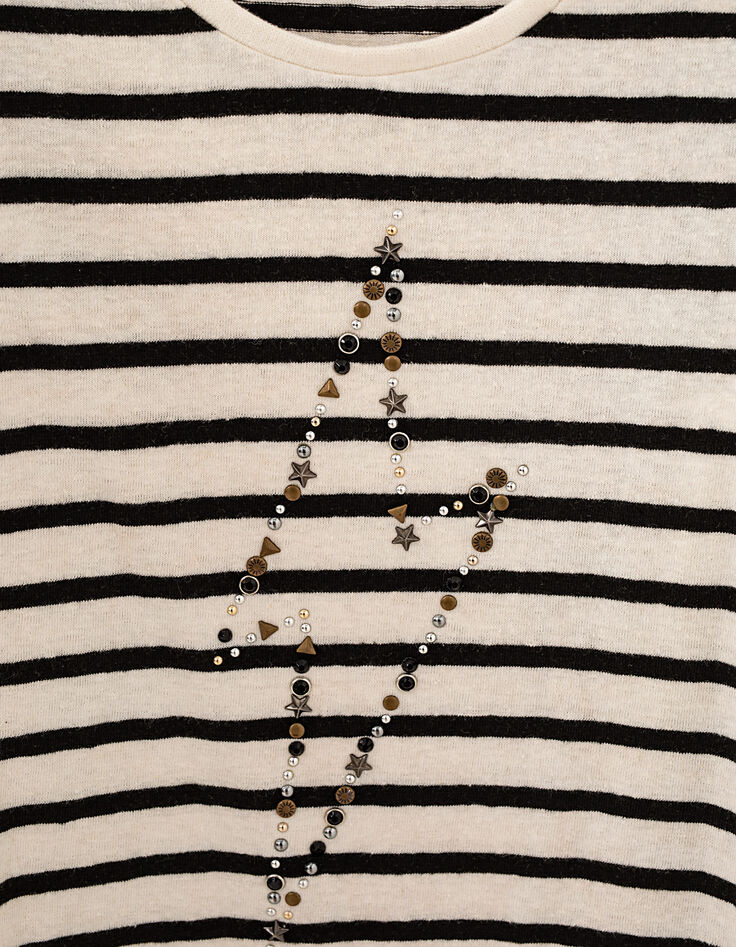und schwarzes M&auml;dchenmatrosenshirt mit Blitzen und Nieten-2