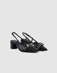 Escarpins slingback noirs cuir boucle oeillets Femme-4