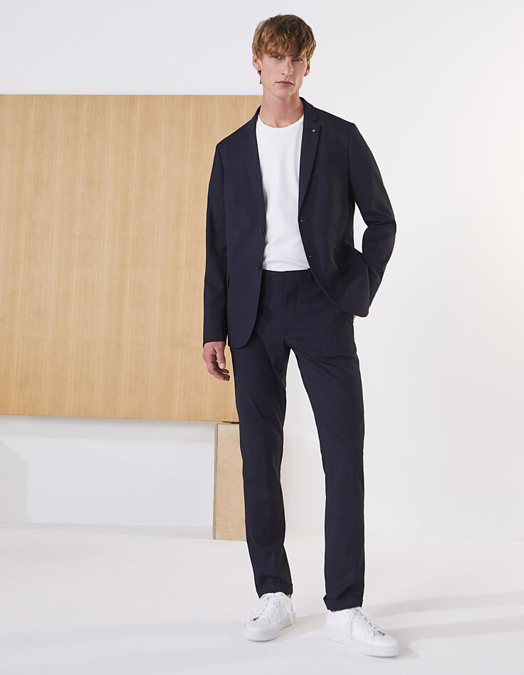 Pantal&oacute;n de traje SLIM azul oscuro falso liso Hombre-5