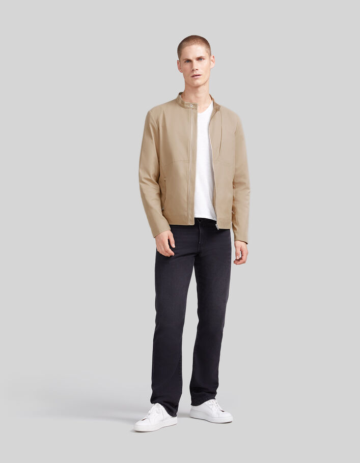 Men’s beige short jacket with zipped pockets