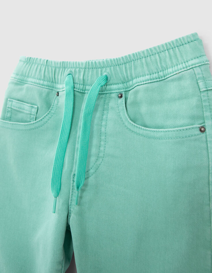 Bermuda vert à taille élastiquée garçon-2