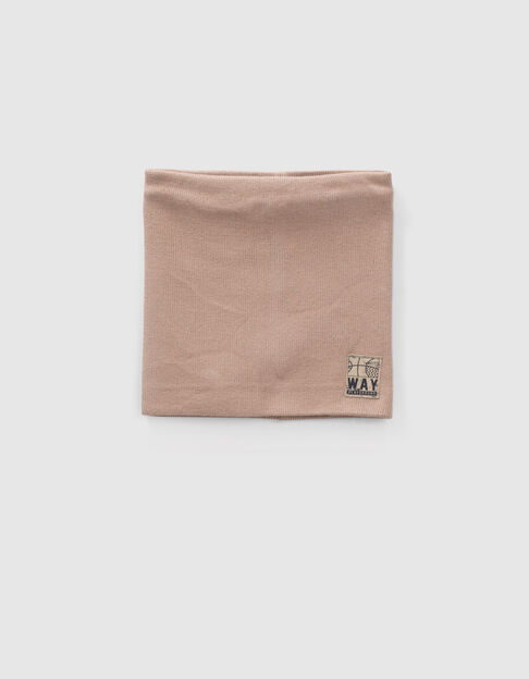 Boys’ beige knit snood with basketball label
