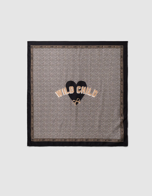 Pañuelo cuadrado negro leopardo-lazos niña - IKKS