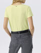 Women’s lime green slogan T-shirt with diamante-3