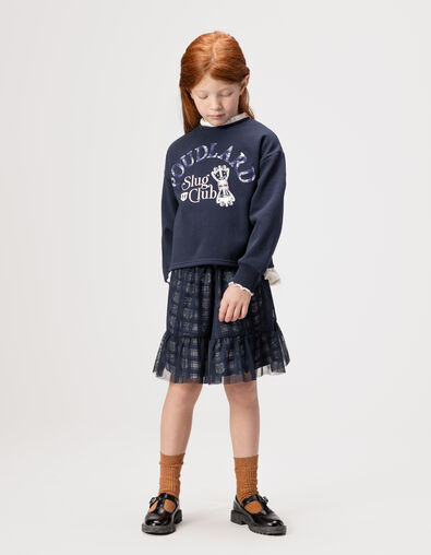 Falda azul marino bimaterial tul Harry Potter niña - IKKS