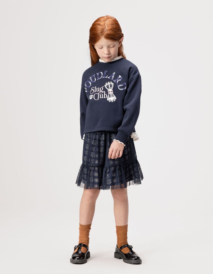 Falda azul marino bimaterial tul Harry Potter niña-1 Falda azul marino bimaterial tul Harry Potter niña-1