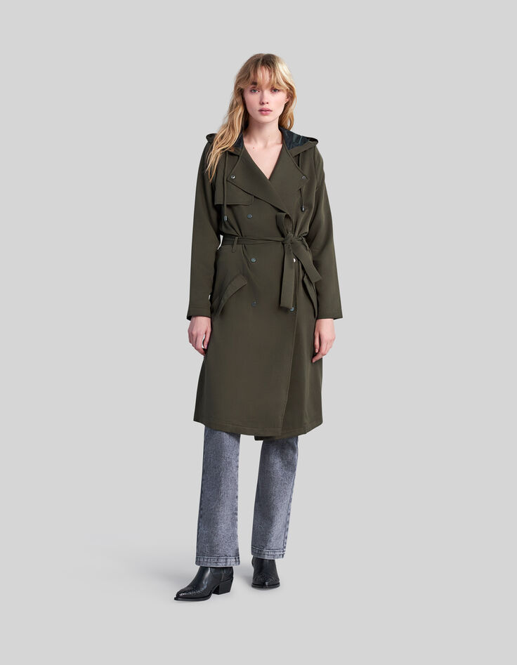 Trench caqui Lyocell® capucha mujer-1
