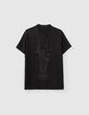 Schwarzes Herren-T-Shirt mit Freiheitsstatuen-Stickerei-5