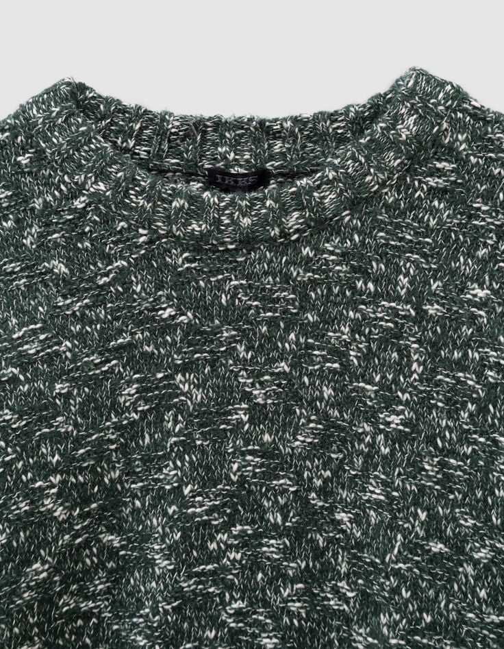 Girls’ green decorative mouliné knit sweater-3