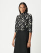 Blouse fluide noire imprimé fleurs zébré Femme-2