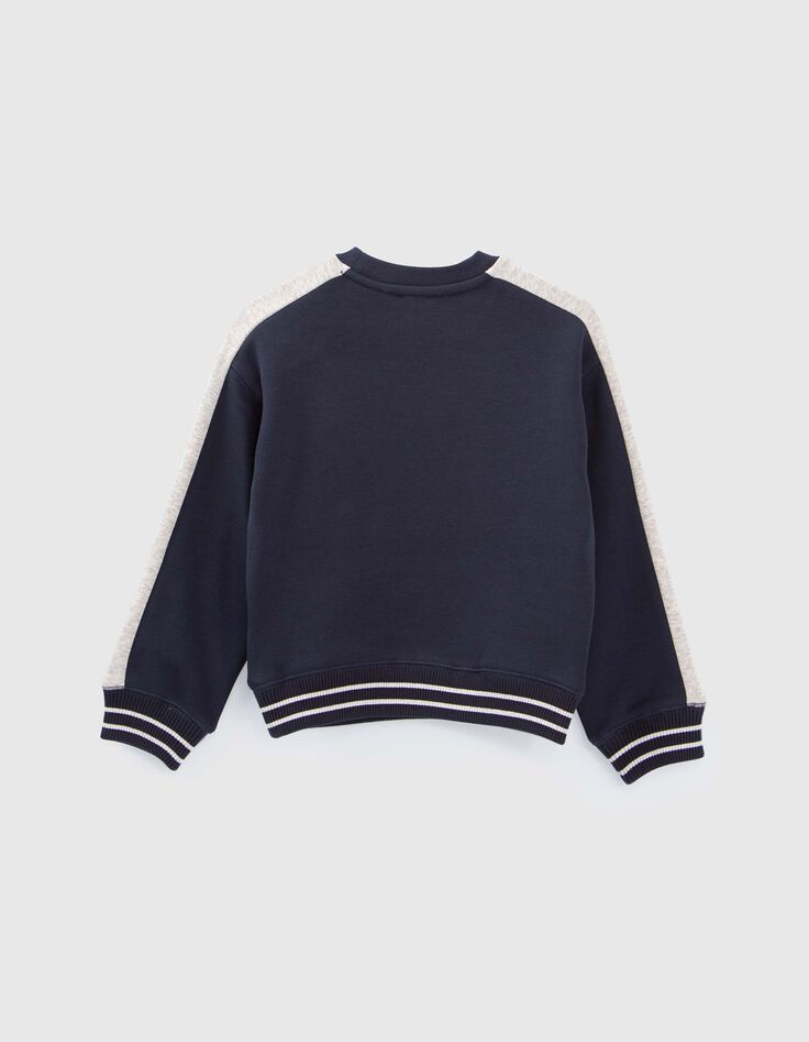 Sweat marine avec étoile sequins réversibles fille-4