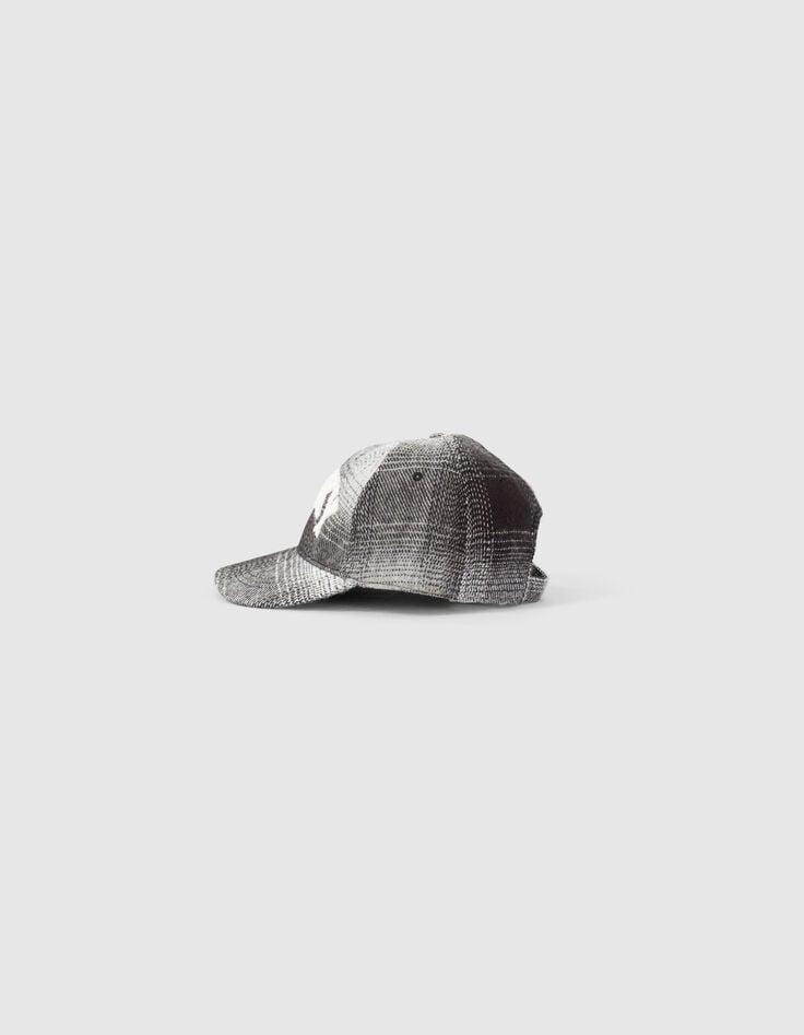 Casquette noire à carreaux message brodé fille-2