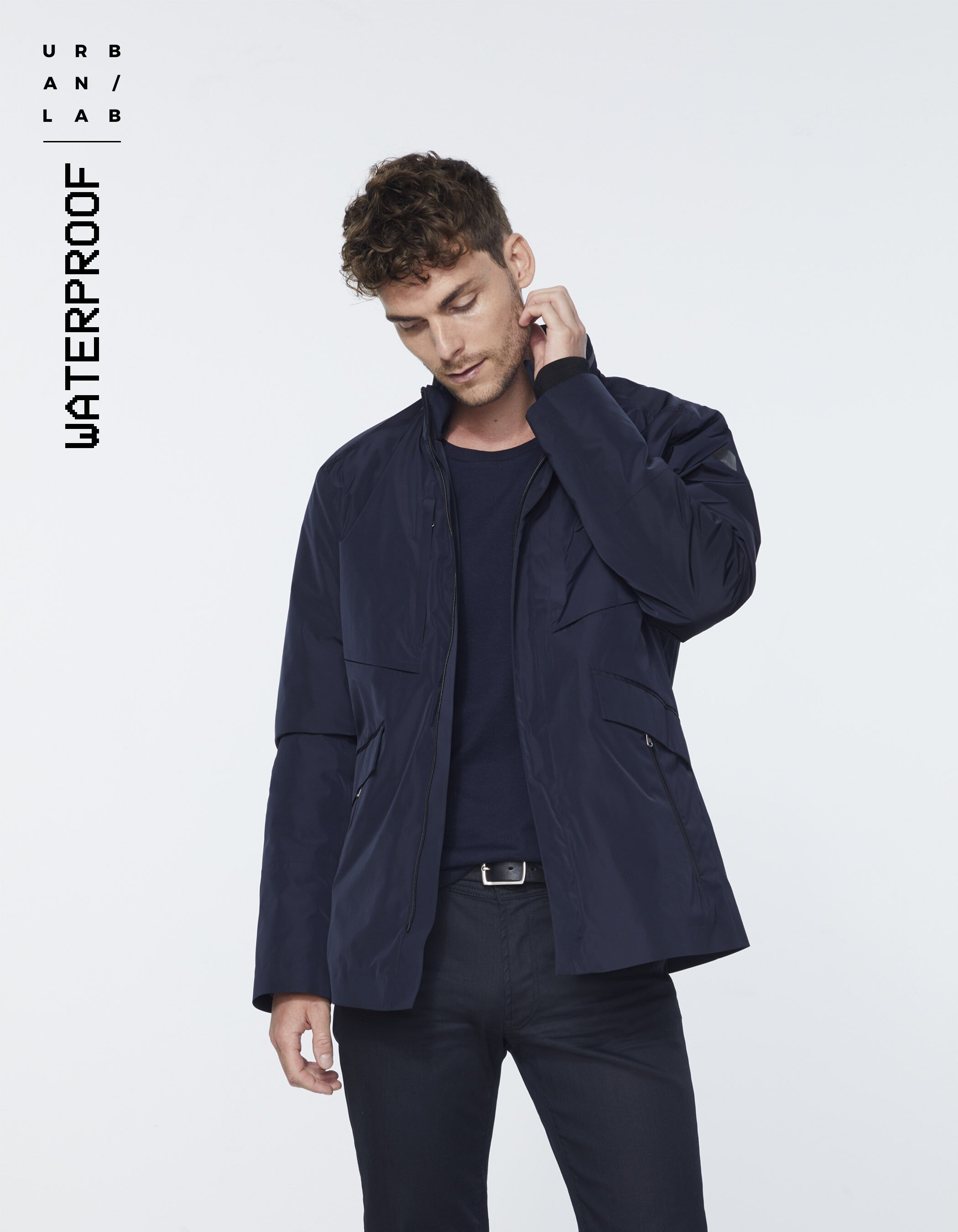 Men s navy WATERPROOF nylon safari jacket